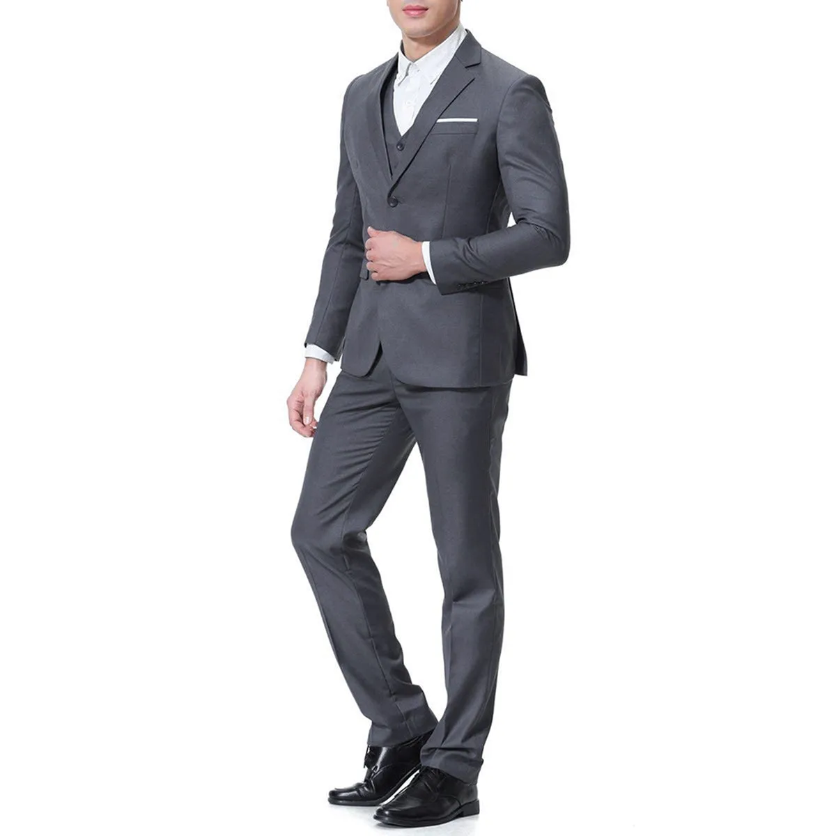 3-Piece Notched Lapel Casual Suit DimGrey