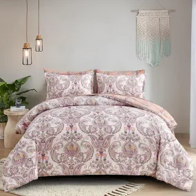 7 Pieces Paisley Comforter Set Bed in a Bag Boho Floral Comforter Soft Microfiber Paisley Bedding Set Queen Size 90"×90"(1 Comforter,2 Pillowcases,2 Pillow Shams,1 Flat Sheet,1 Fitted Sheet)