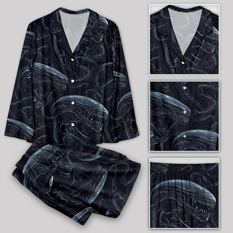 Alien Dark Blue Pajamas Set