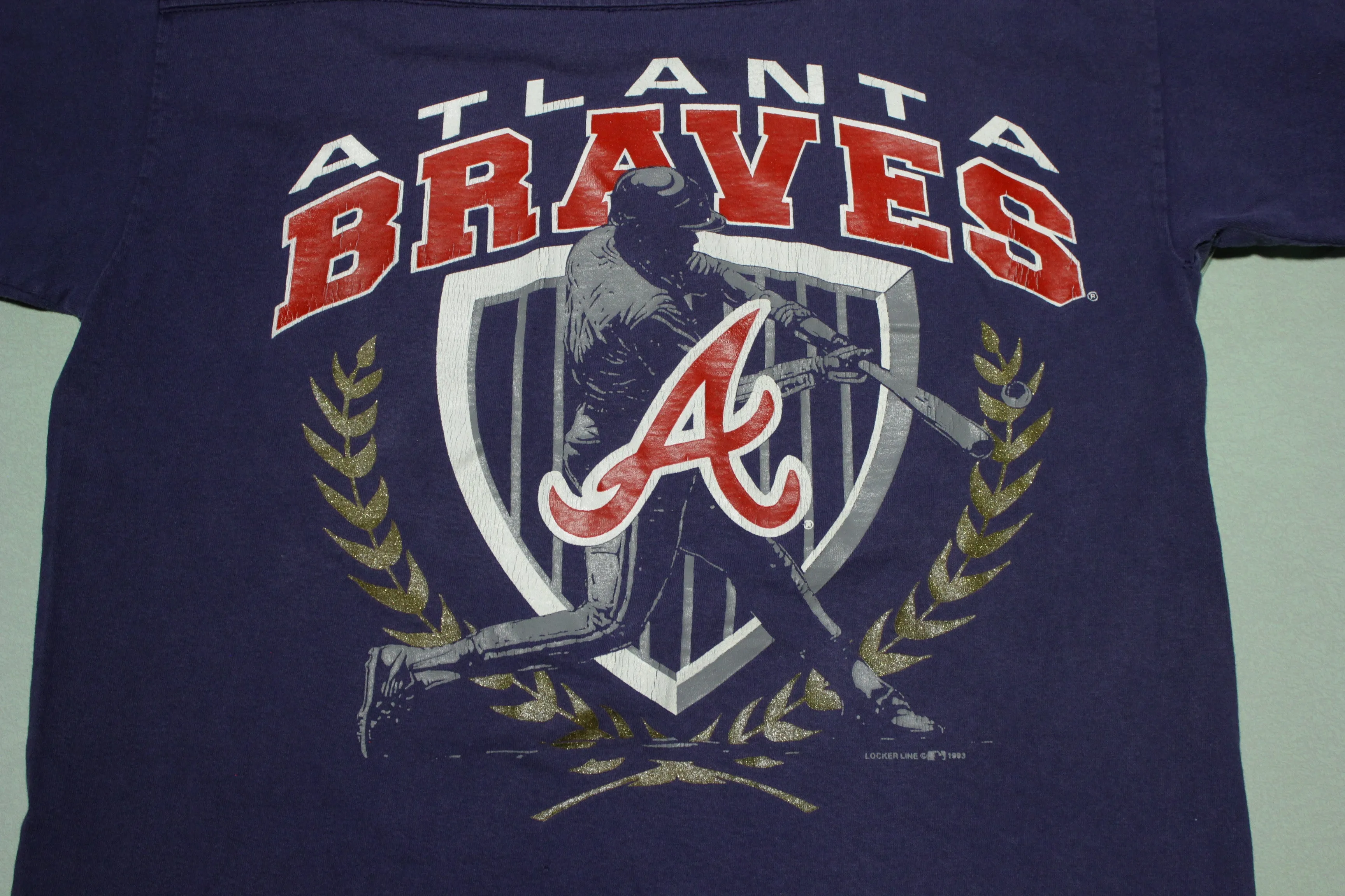 Atlanta Braves 1993 Vintage 90s Gold Sparkle T-Shirt