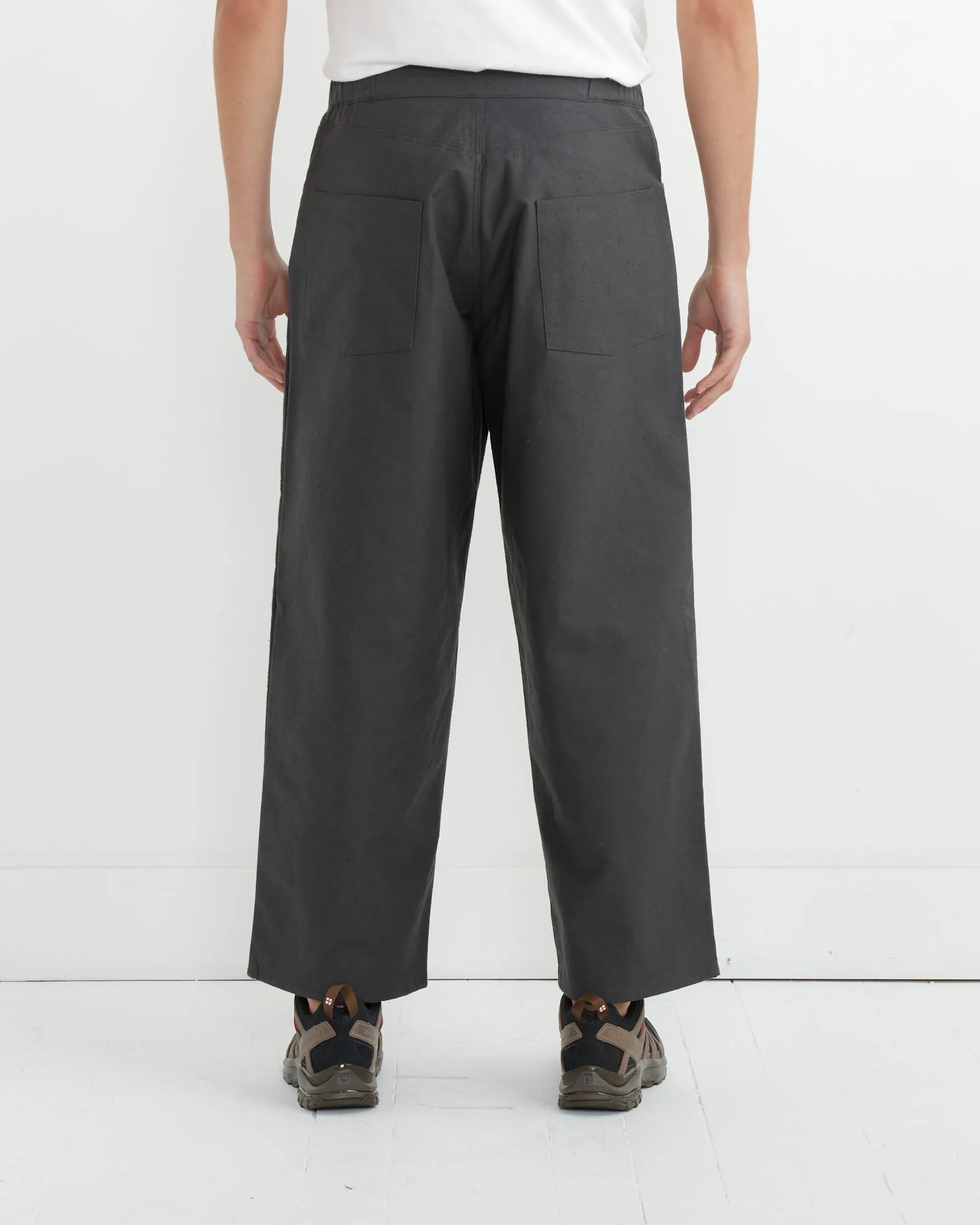 Back Nep Baggy Trousers in Ink Black