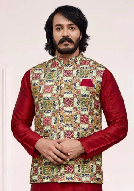 Beautiful Multicolor Ethnic Wear Kurta And Pajama For Men