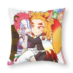 Best Funny Akaza X Kyojuro Demon Slayer Pillow Case Kimetsu No Yaiba Anime Soft Polyester Pillowcase Bed Zipper Summer Cover