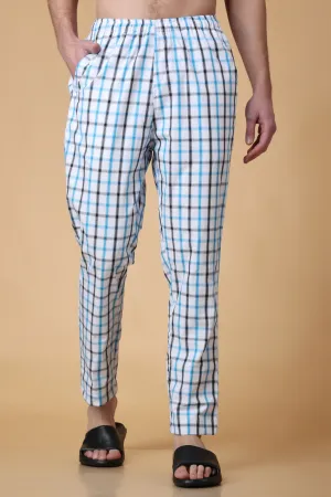 Blue Checked Cotton Pant Pajama