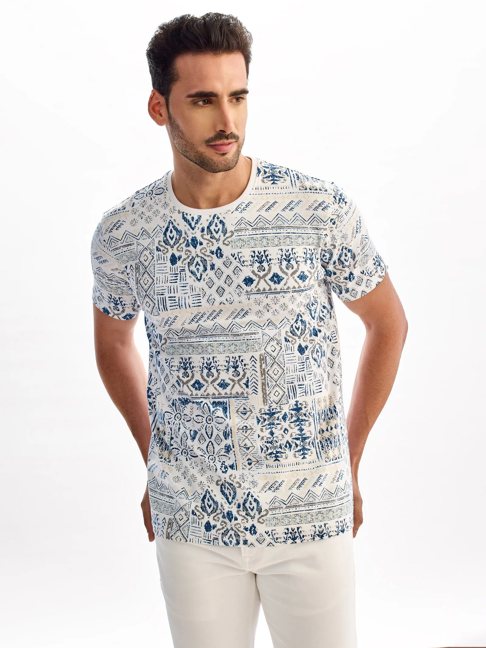 Blue Printed T-Shirt