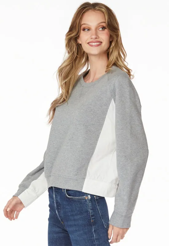 Bobi - Crew Neck Sweatshirt Heather Grey White