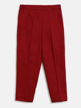 Boy Cotton Satin Pant-Maroon