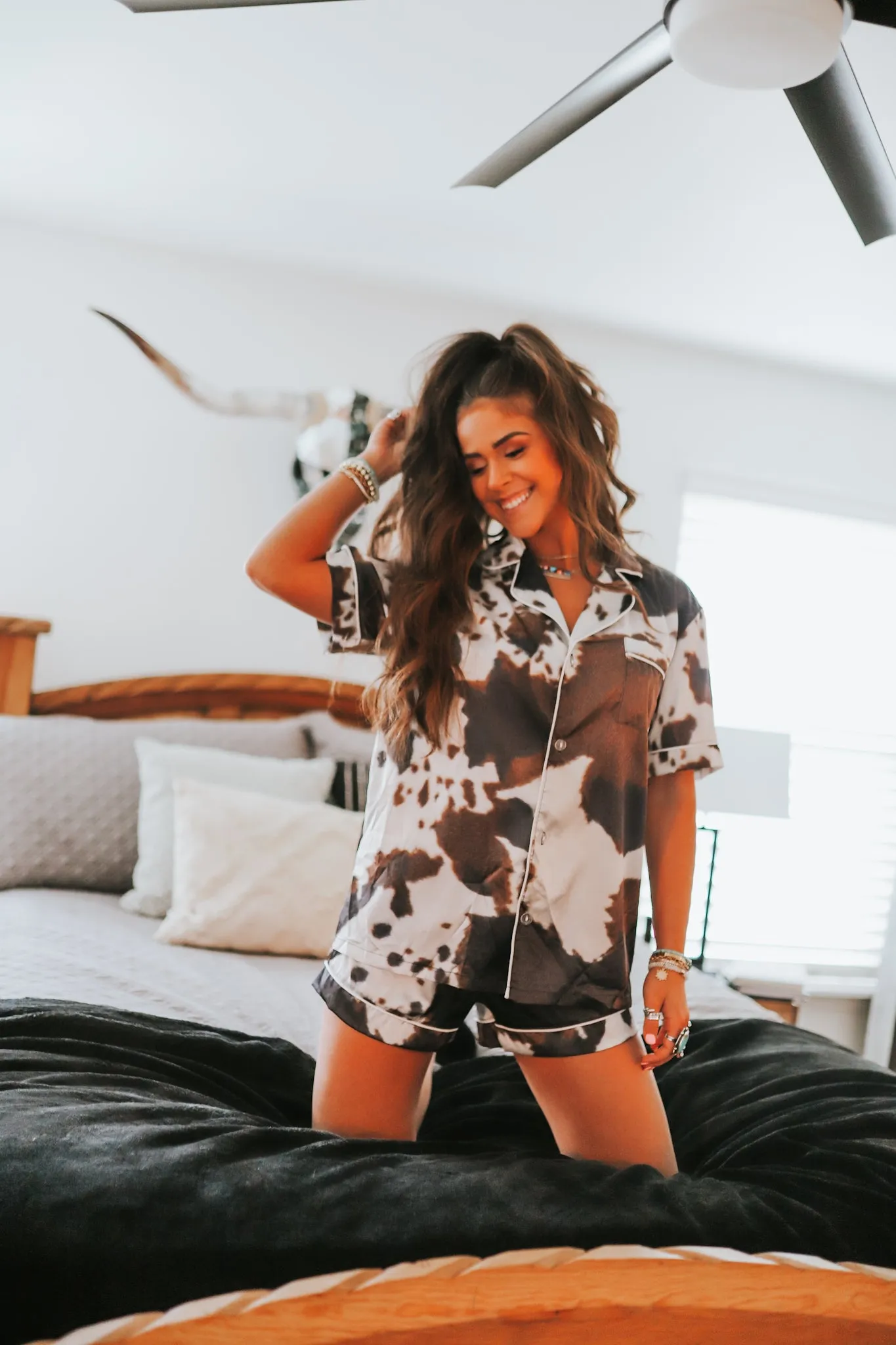 Brown Cowhide Pajama Set