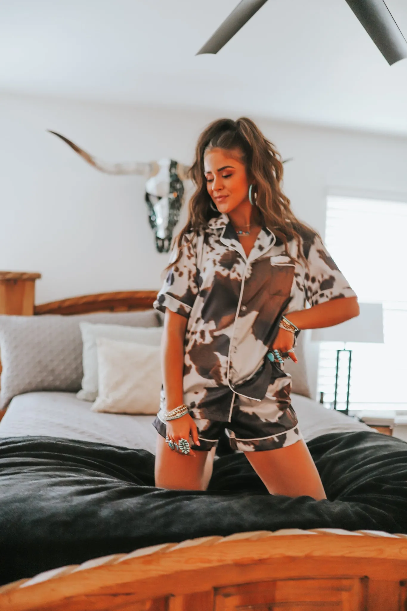 Brown Cowhide Pajama Set