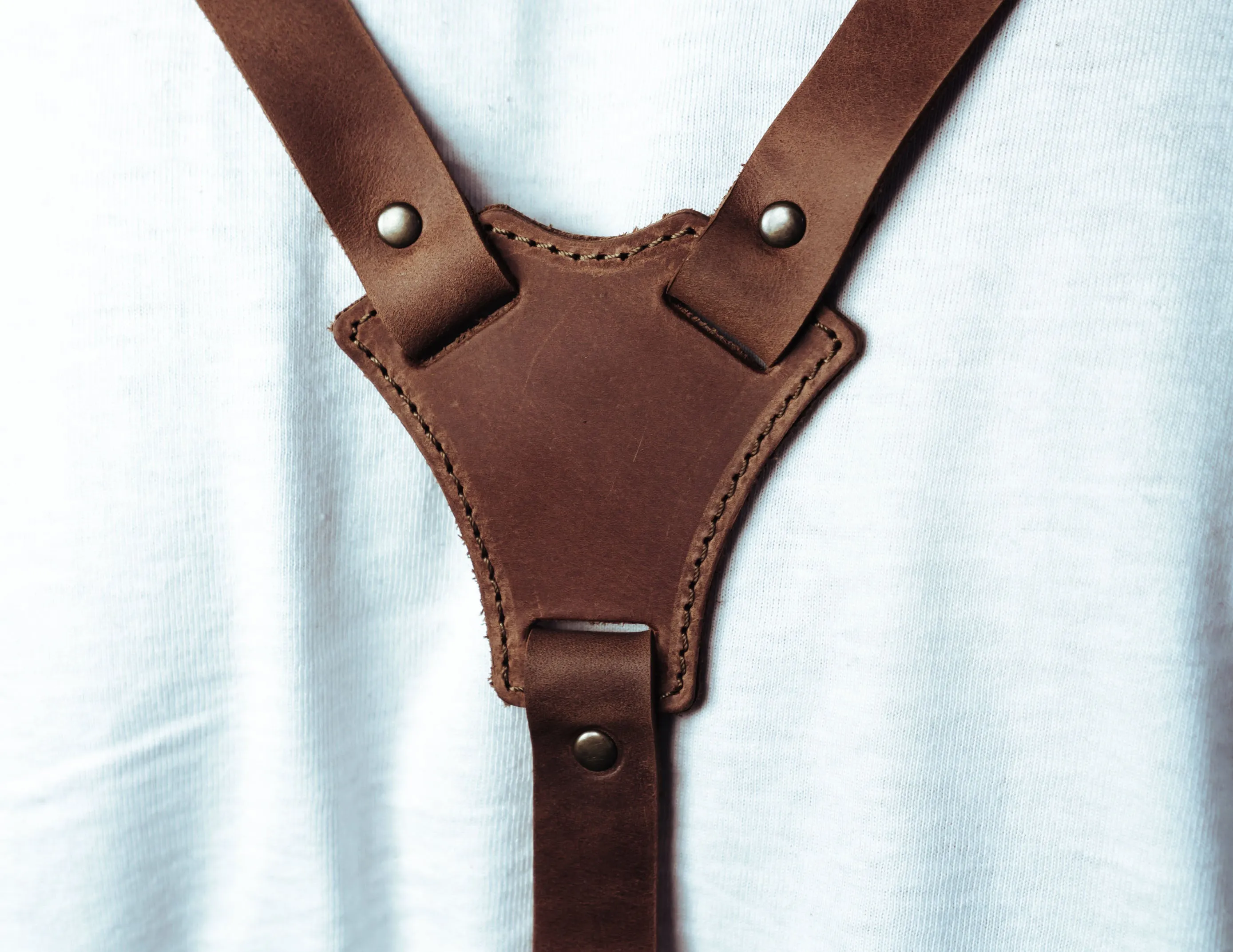 Brown Leather Suspenders | tigger snap suspenders