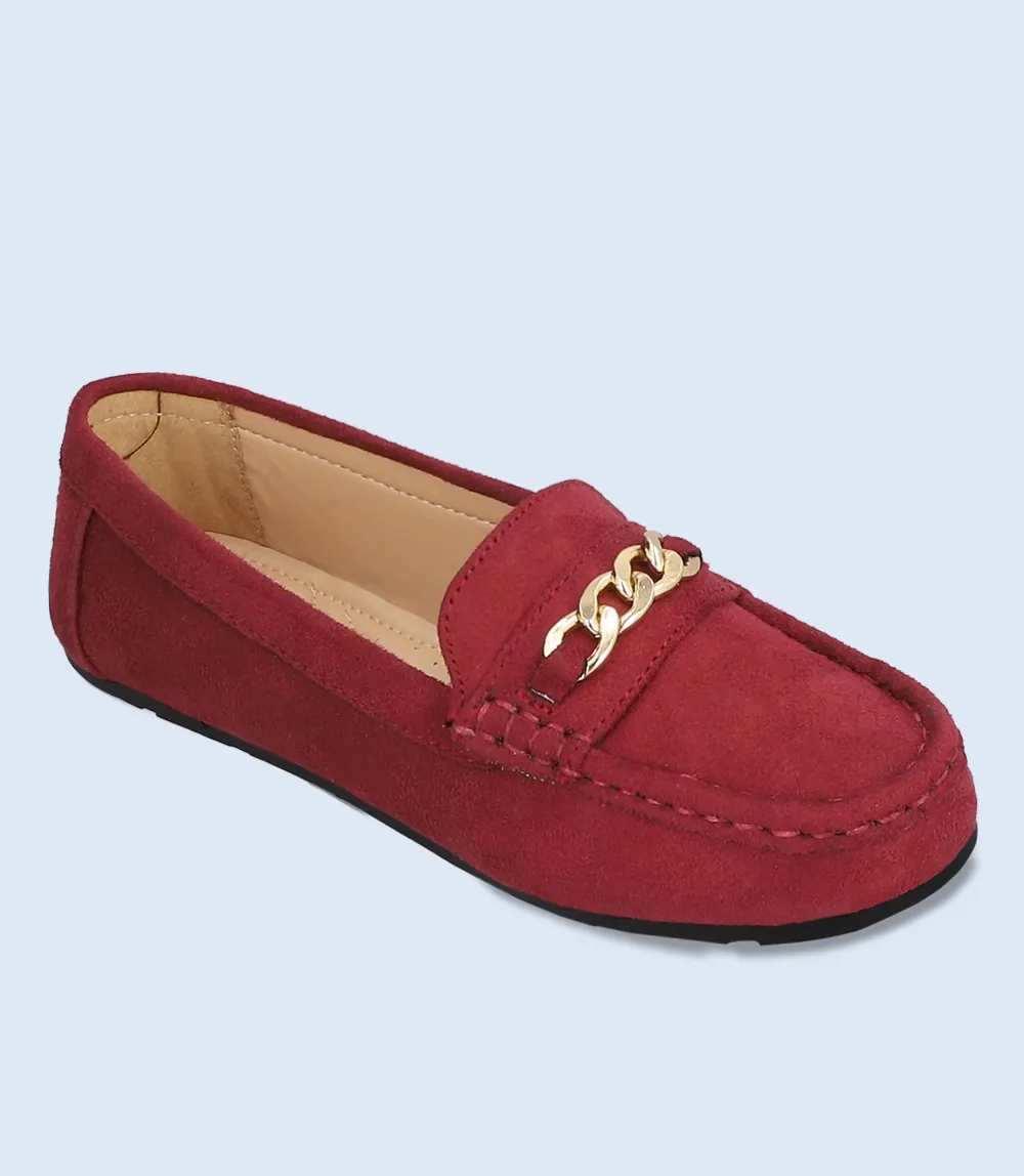 BW8885-MAROON-Women Comfort Moccasins