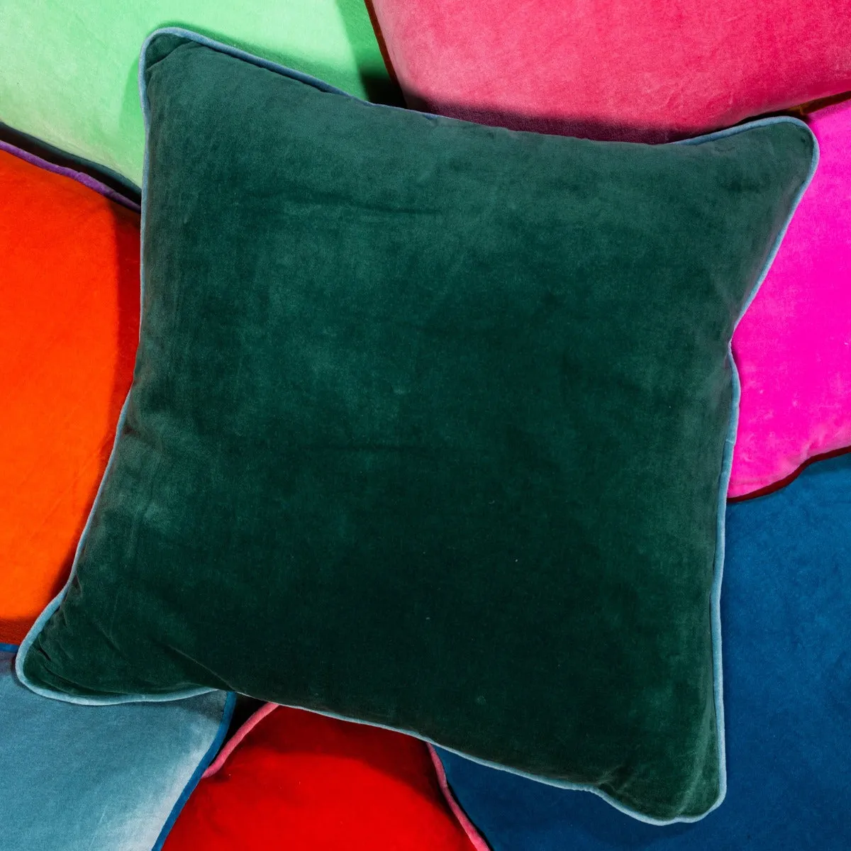 Charliss Velvet Pillow - Green   Aqua