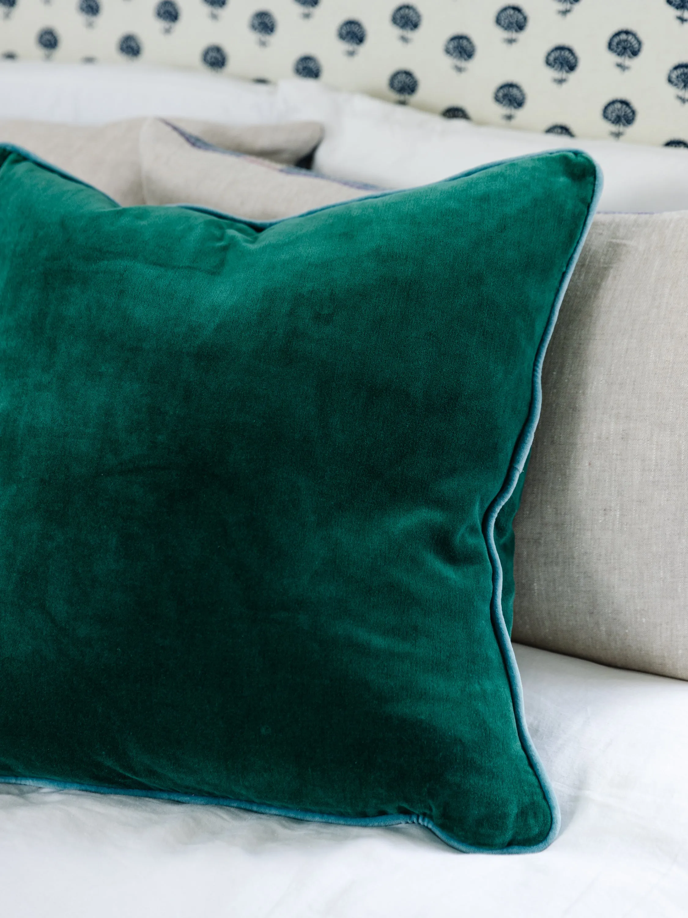 Charliss Velvet Pillow - Green   Aqua