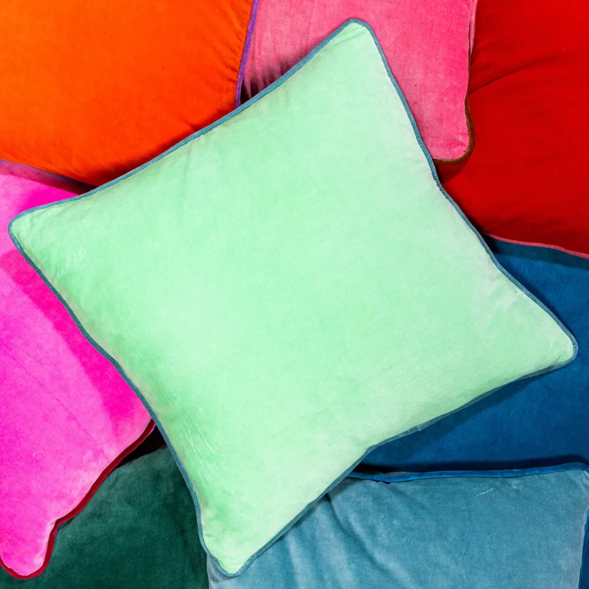 Charliss Velvet Pillow - Mint   Aqua