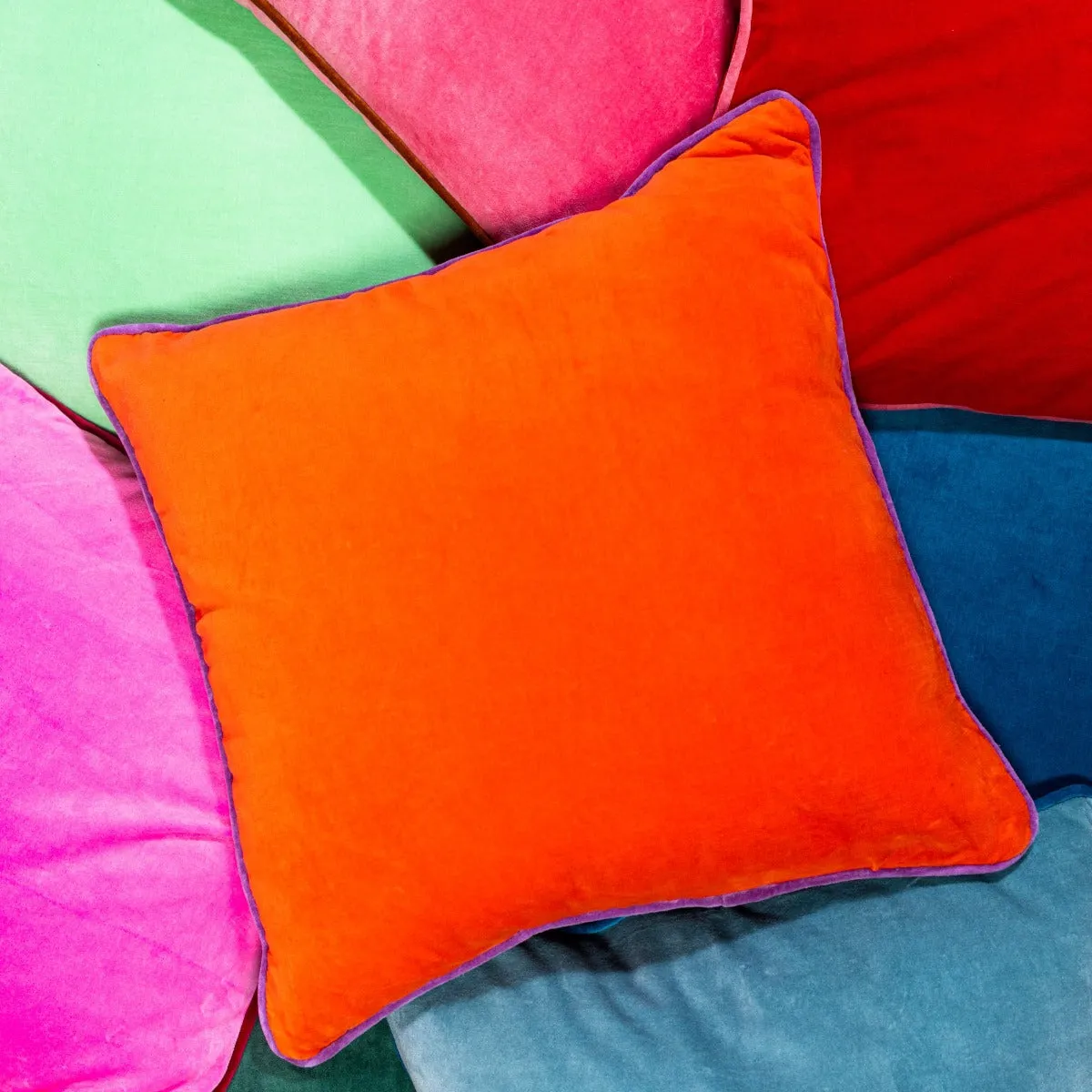 Charliss Velvet Pillow - Orange   Lilac