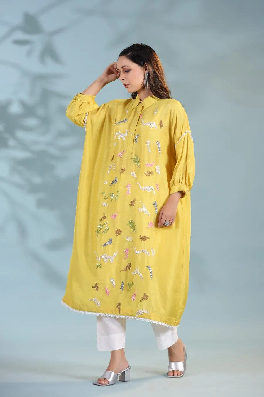 Corn Yellow Morish Silk Kurta with Pants