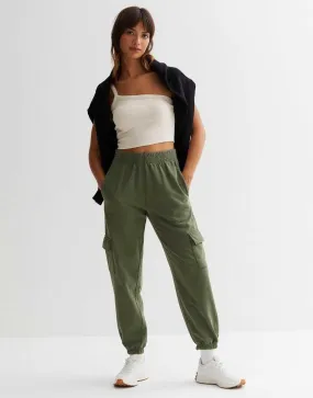 Cuffed Cargo Joggers-Khaki Green