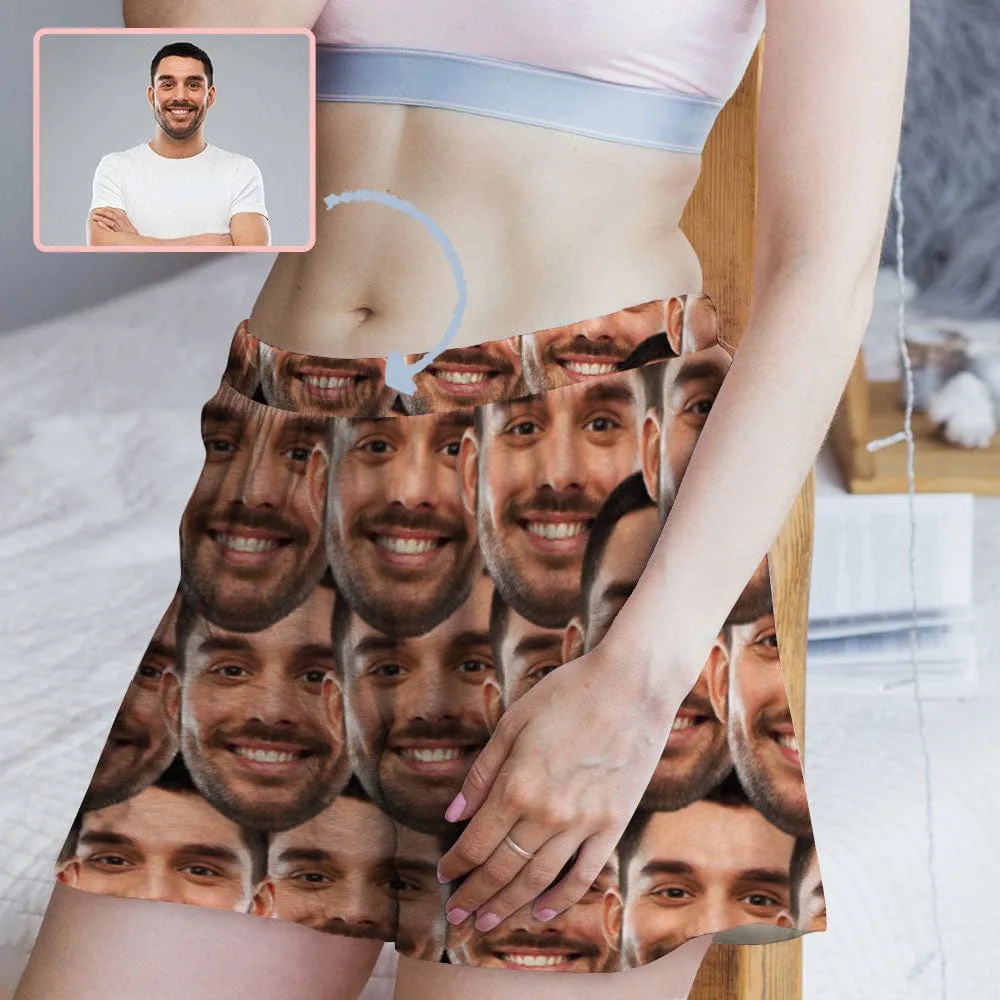 Custom Face Men's Pajama Shorts Personalized Face Sleepwear Shorts