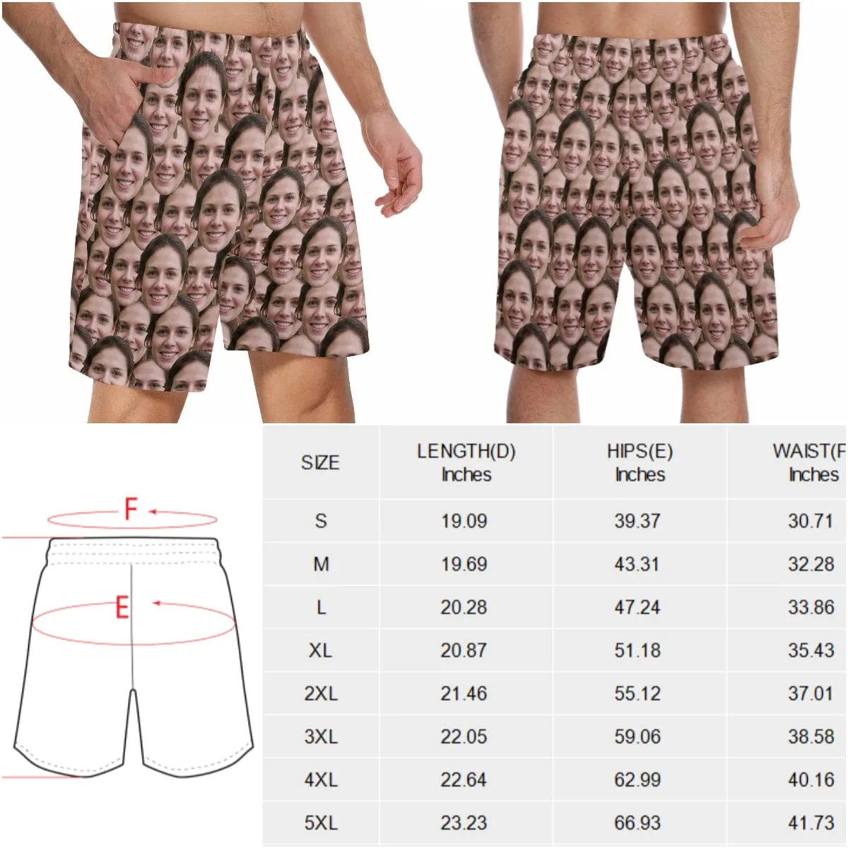 Custom Face Men's Pajama Shorts Personalized Face Sleepwear Shorts