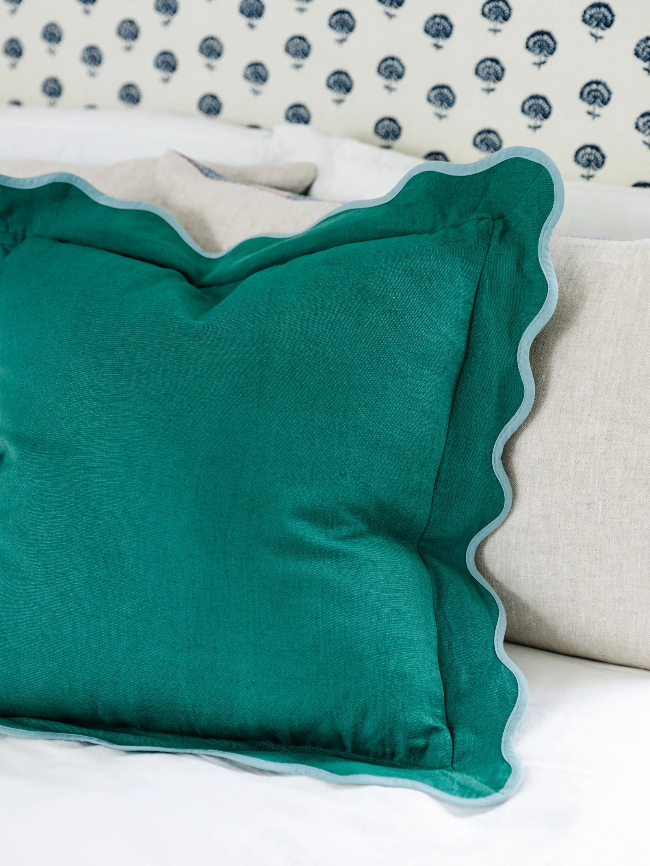 Darcy Linen Pillow - Green   Aqua