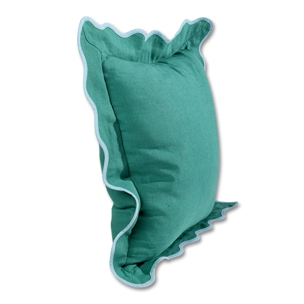 Darcy Linen Pillow - Green   Aqua