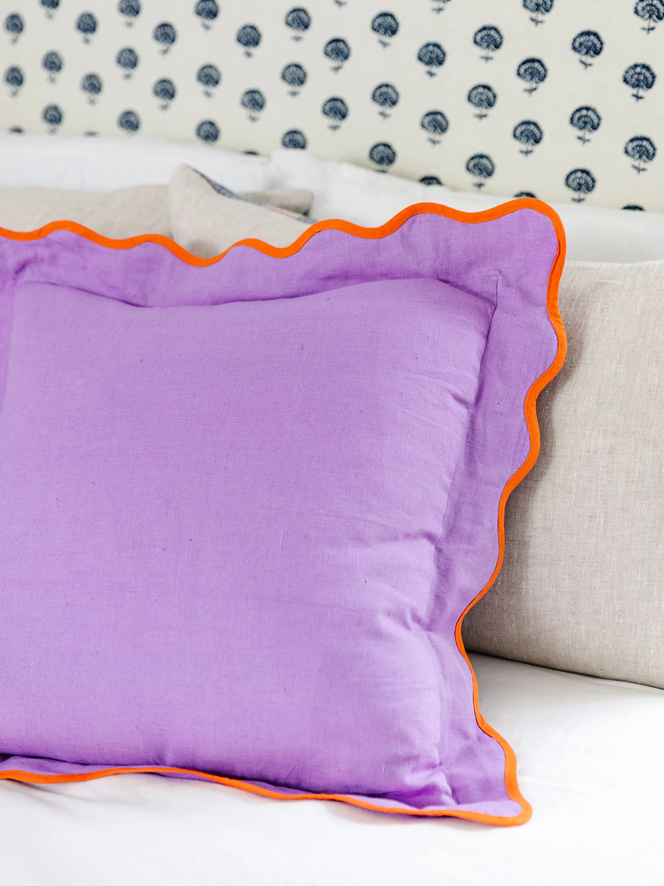 Darcy Linen Pillow - Lilac   Orange