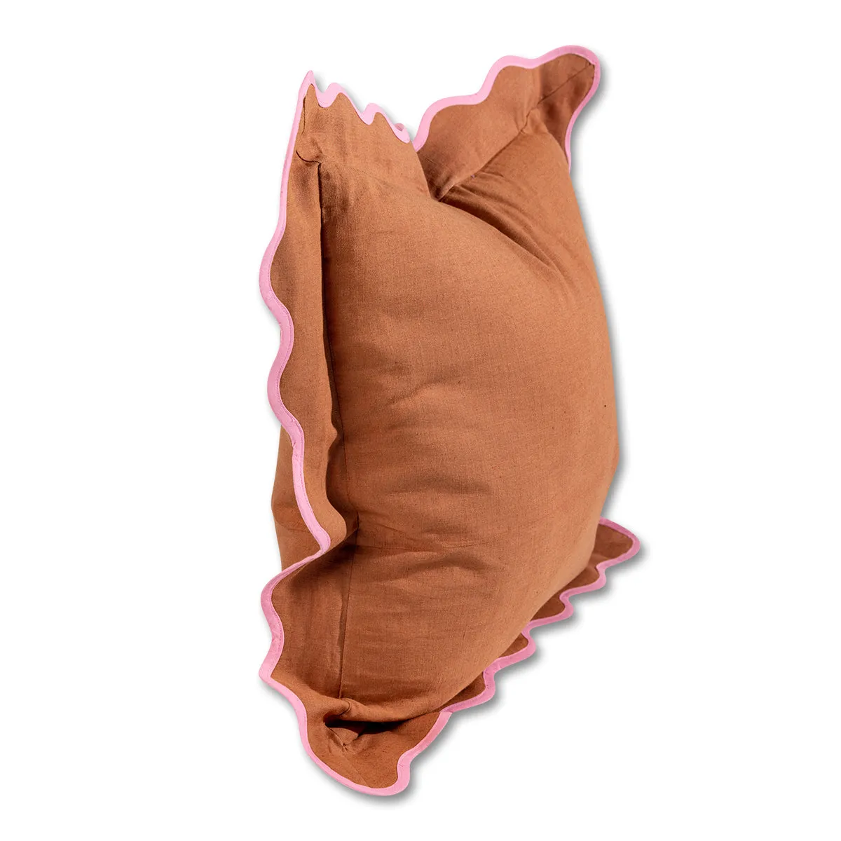 Darcy Linen Pillow - Rust   Light Pink