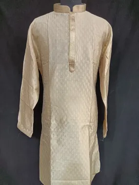 Dazzling Gold Color Brocade Kurta Pajama Set With Linning For Men