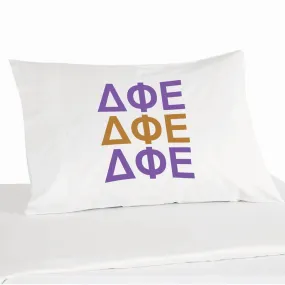 Delta Phi Epsilon Sorority Letters in Sorority Colors Pillowcase