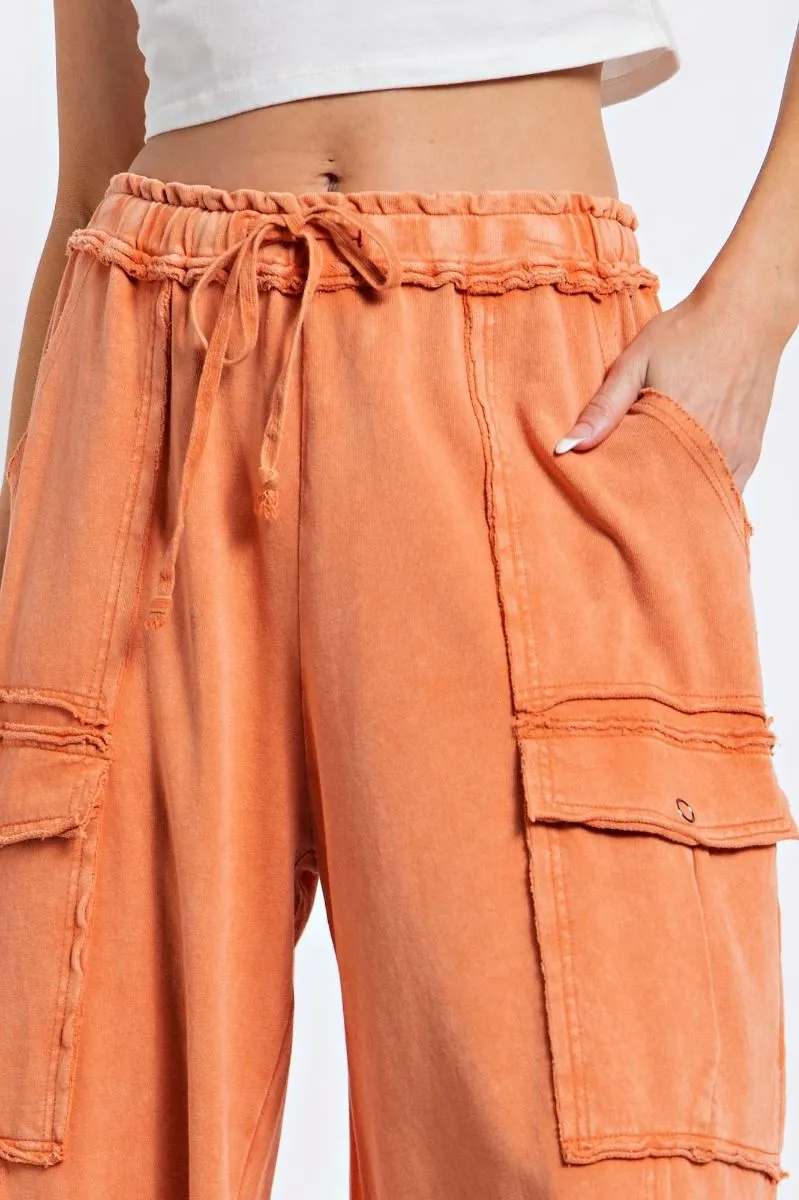 FADED RUST WIDE LEG PANTS