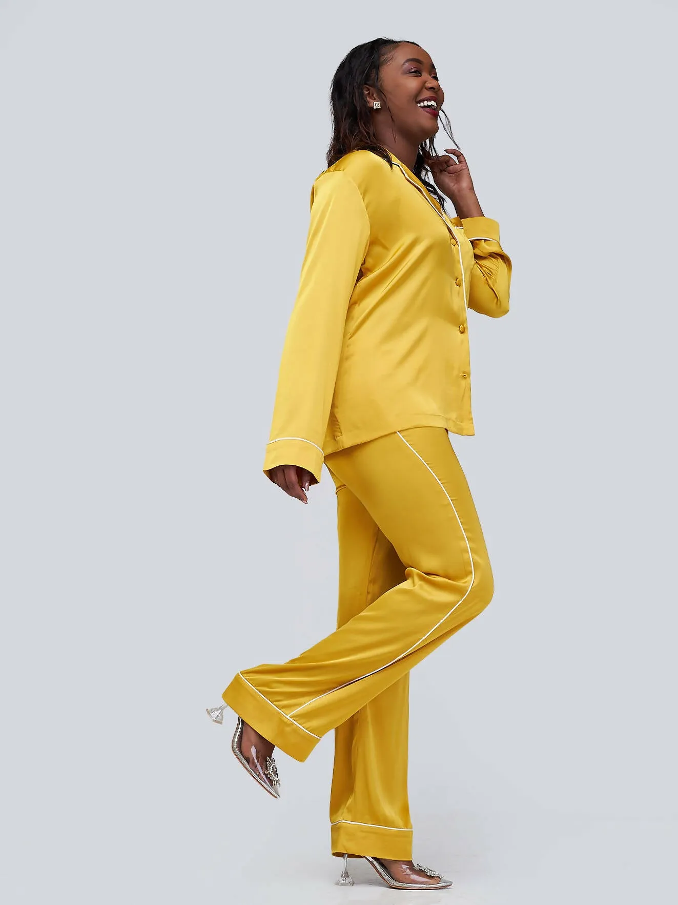 Fauza Design Silk Lounge Pant Sets - Yellow