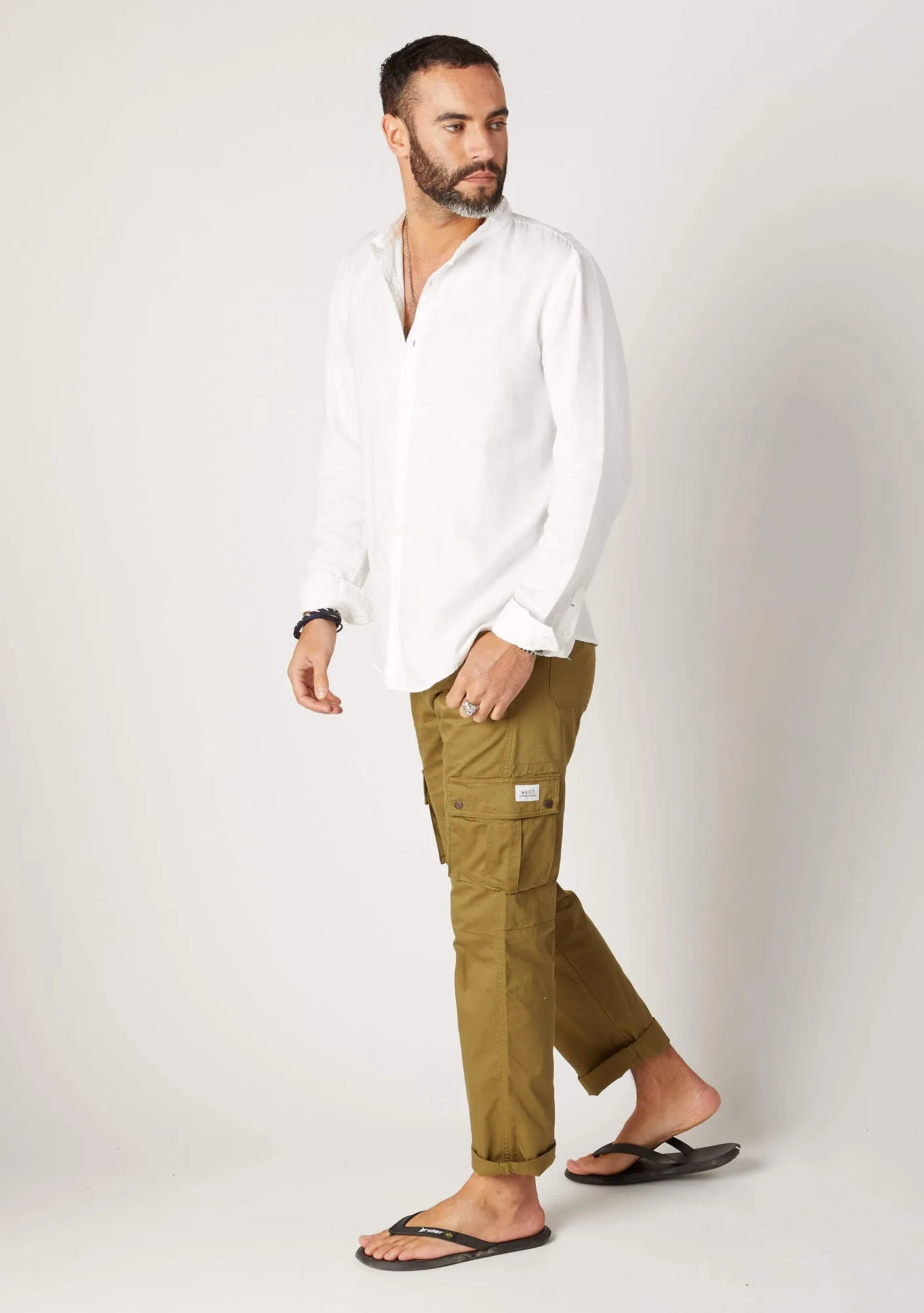 FIRSWOOD Mens Organic Cotton Loose Fit Cargo Trousers - Olive