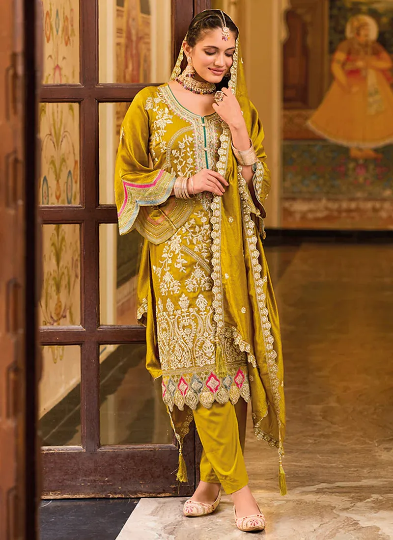 Gorgeous Green Color Premium Silk Kurti With Embroidery Work For Women