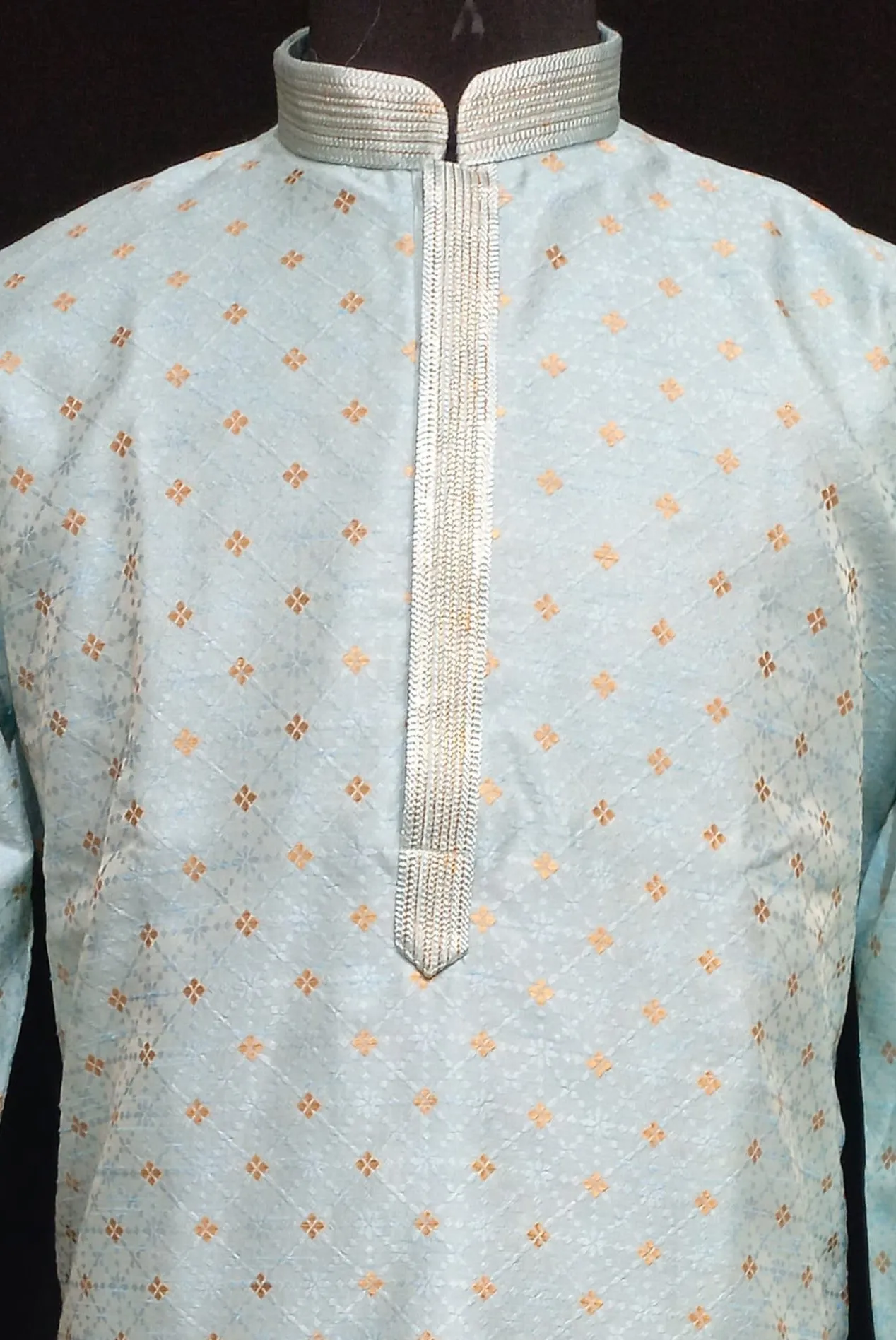 Gorgeous Sky Blue Color Banarasi Brocade Kurta Suits For Men