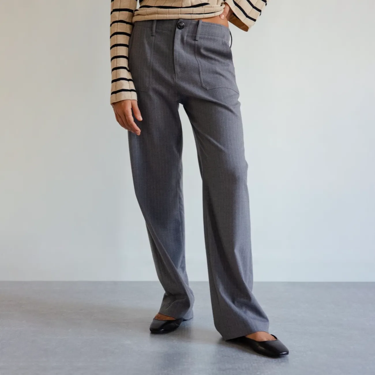 JULIE PANT GREY PINSTRIPE