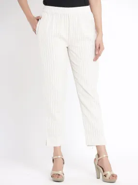 Juniper Natural Stripe Printed Rayon Slim Fit Pants.