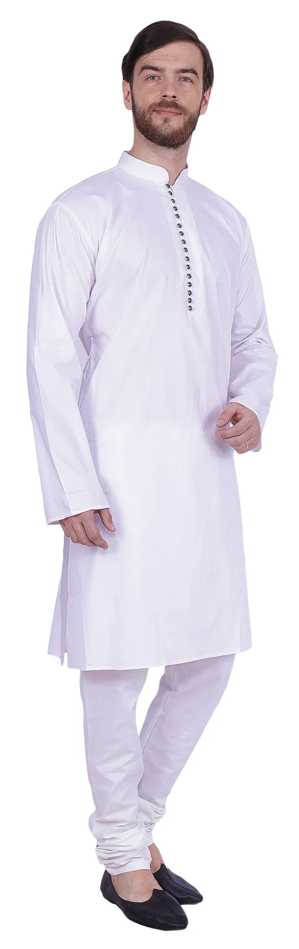 Kurta Pajama Party Wear Cotton India Apparel for Men (White)