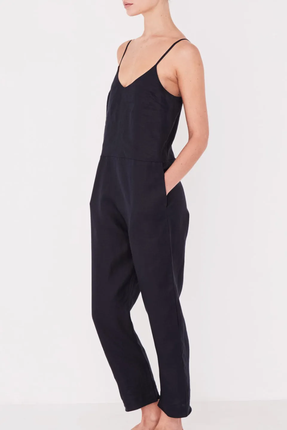 Linen Slip Black Jumpsuit