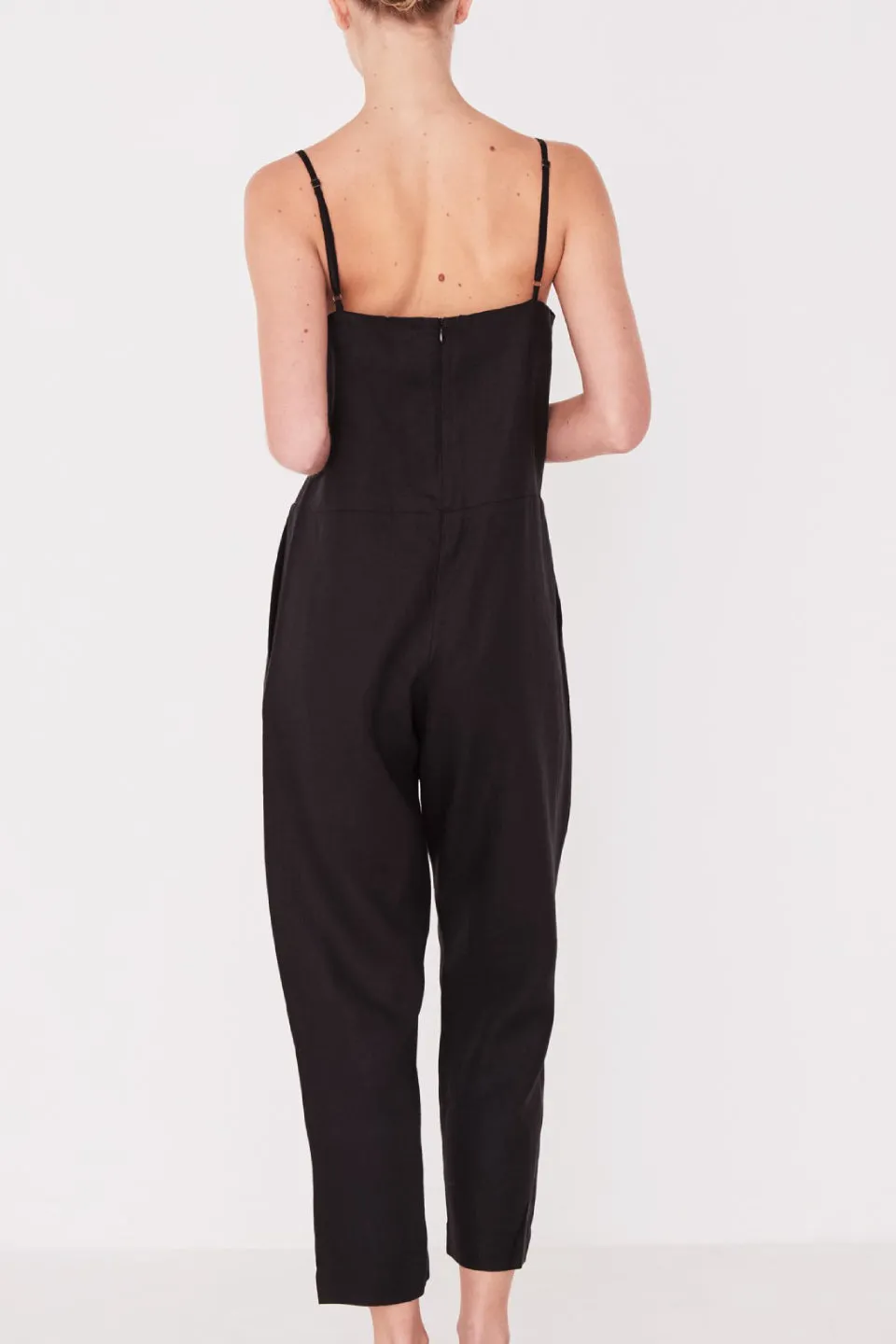 Linen Slip Black Jumpsuit