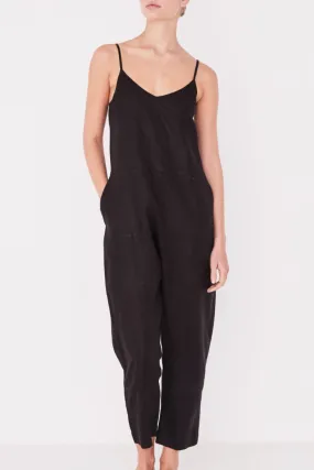 Linen Slip Black Jumpsuit