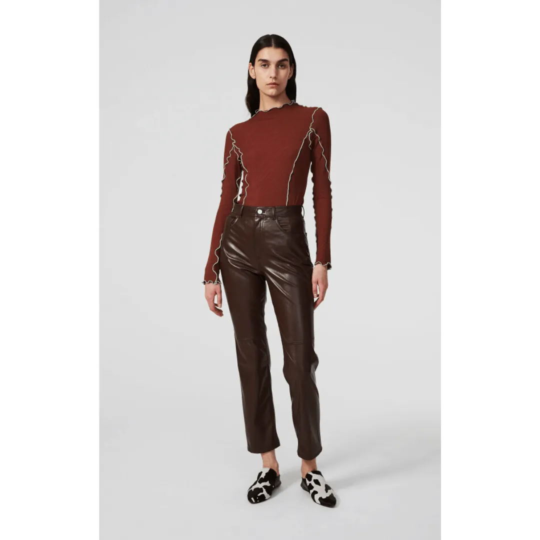 LOURA LEATHER TROUSERS CHOCOLATE