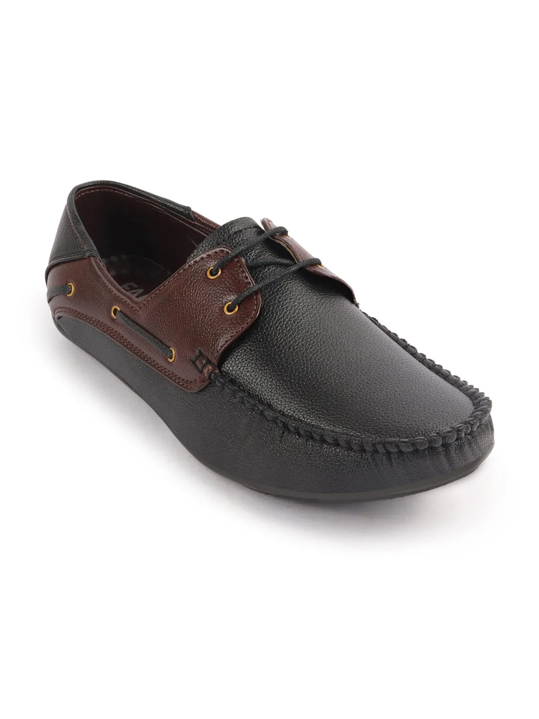 Men Black Slip On Boat Shoes