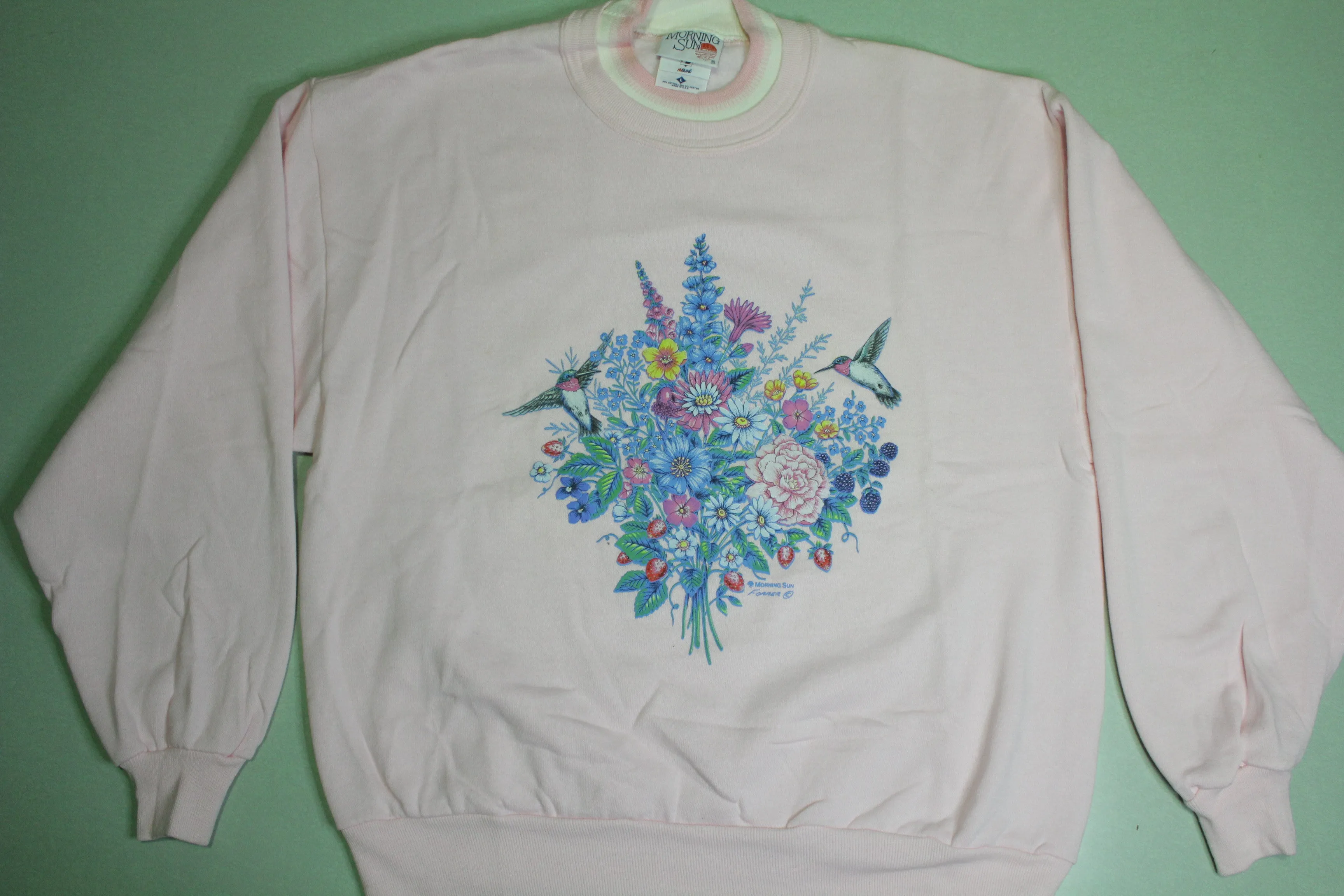 Morning Sun Forrer Vintage 90's Made in USA Grandma's Crewneck Sweatshirt Deadstock!