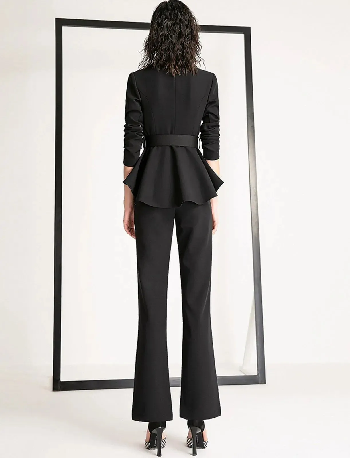 Natasha Black Long Sleeve Blazer & Flare Pants