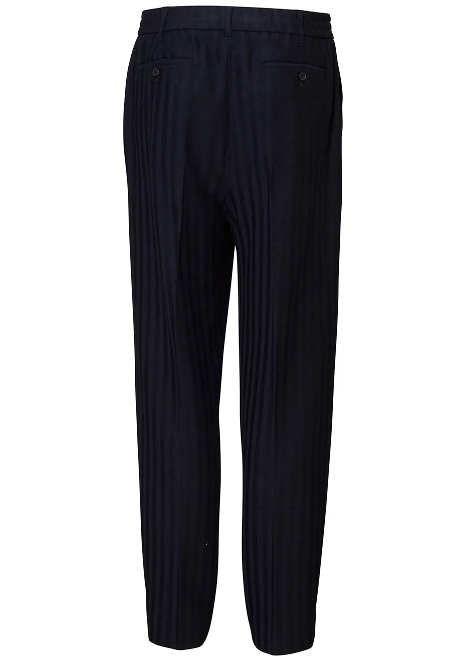 Navy Blue Striped Chevron Trousers