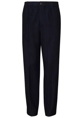 Navy Blue Striped Chevron Trousers