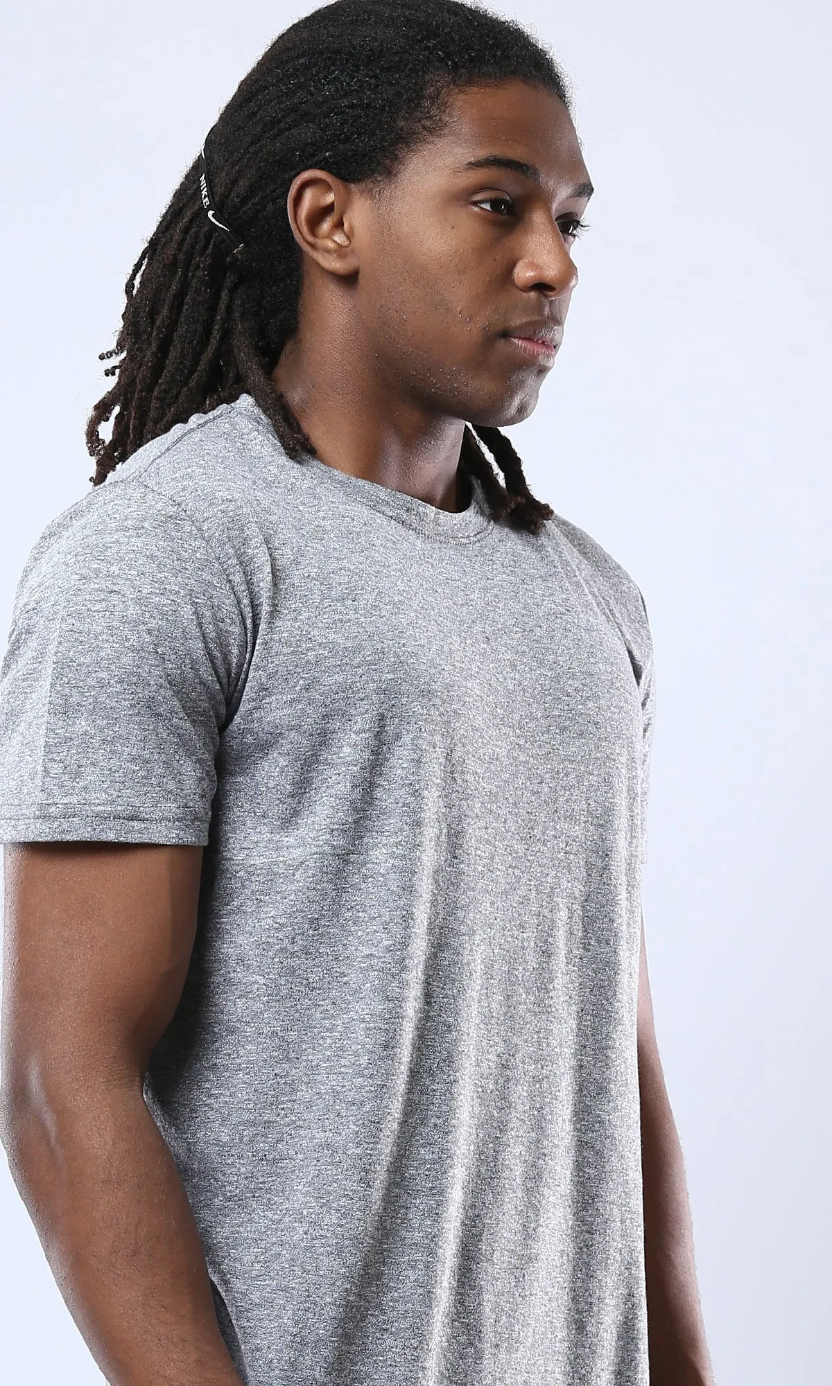 O178874 Crew Neck Heather Dark Grey Cotton Tee