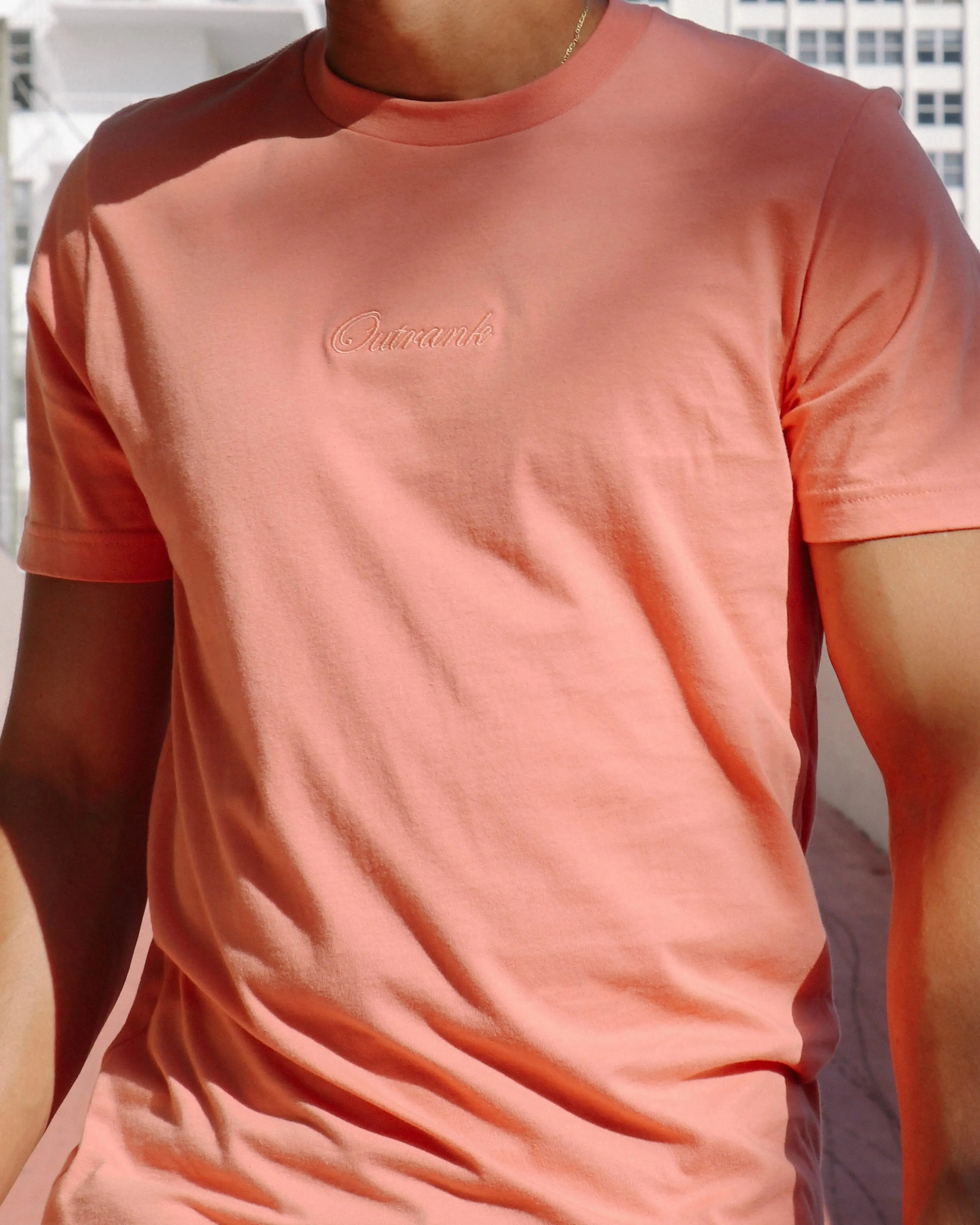 Outrank Everyday Embroidered Pink T-Shirt