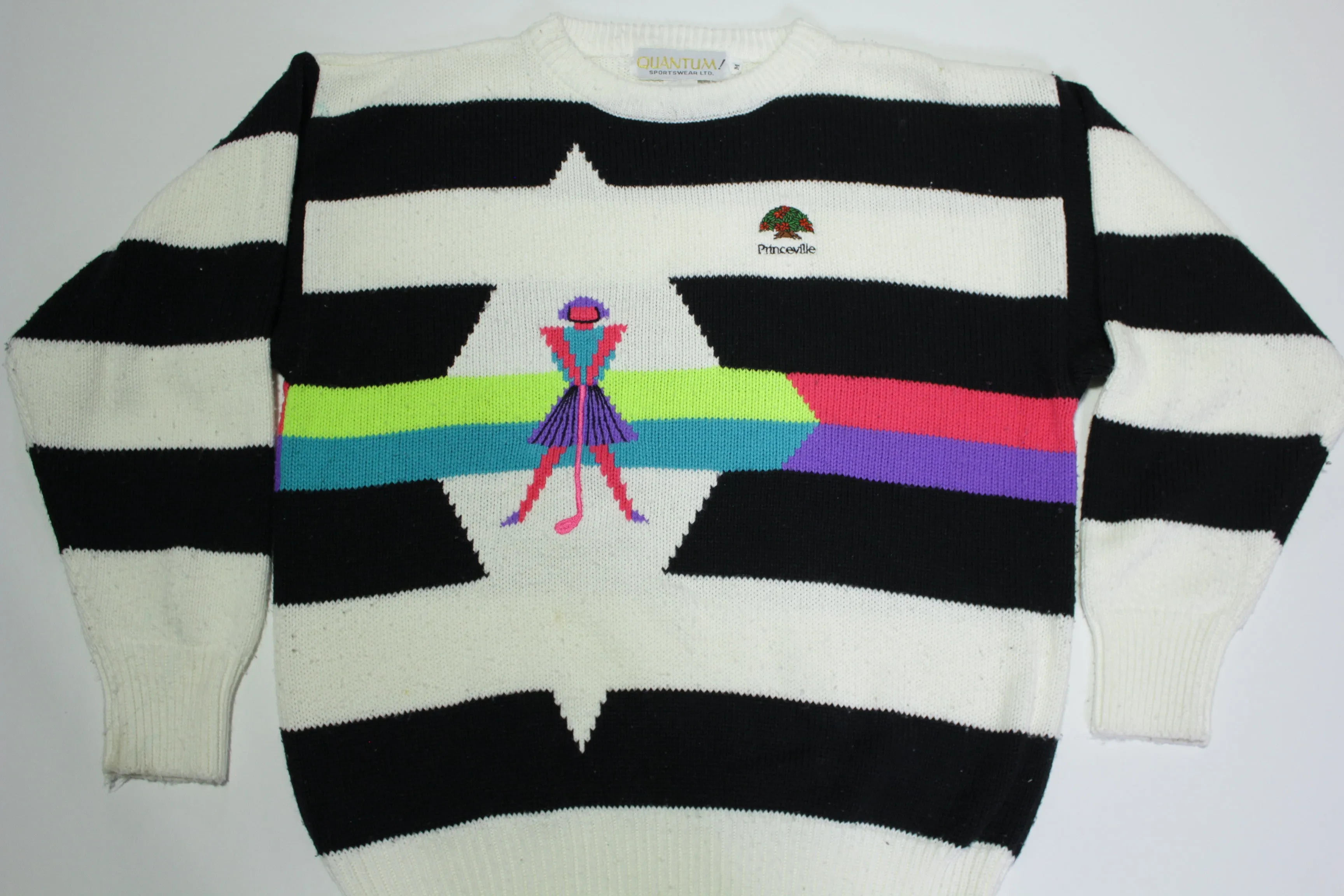 Princeville Vintage 90's Quantum Sportswear Acrylic Striped Sweater