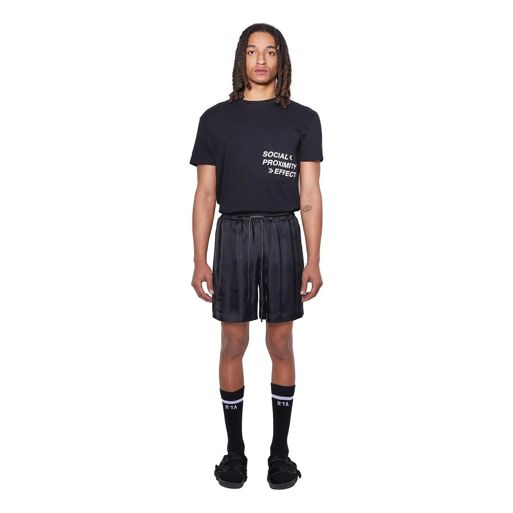 RTA CLYDE BLACK STRIPED SHORTS